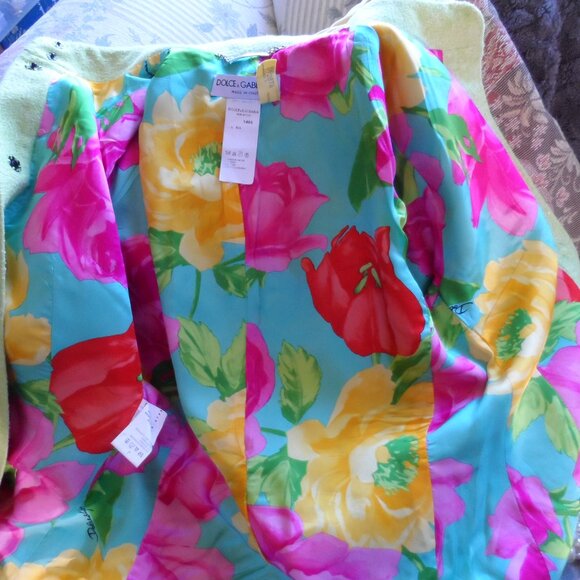 Dolce&Gabbana Light Green Tweed Textured 100% Silk Skirt Suit Size IT 46 - US 10 - Picture 13 of 16